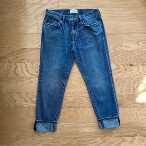 Current/Elliott 100% Relaxed Fit Cuffed Cropped Blue Jeans Excellent Classic 28